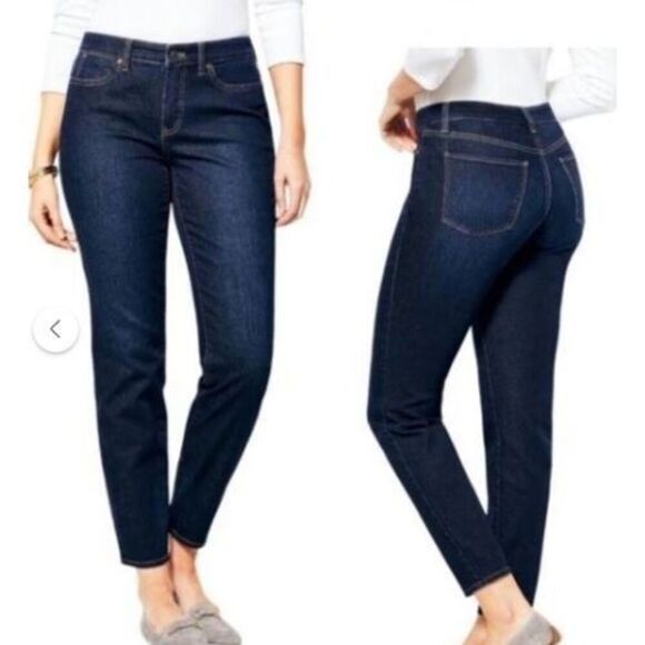 Women's Talbots Dark Wash Flawless Five Pocket Curvy‎ Straight Jeans Size 4 - Picture 1 of 6